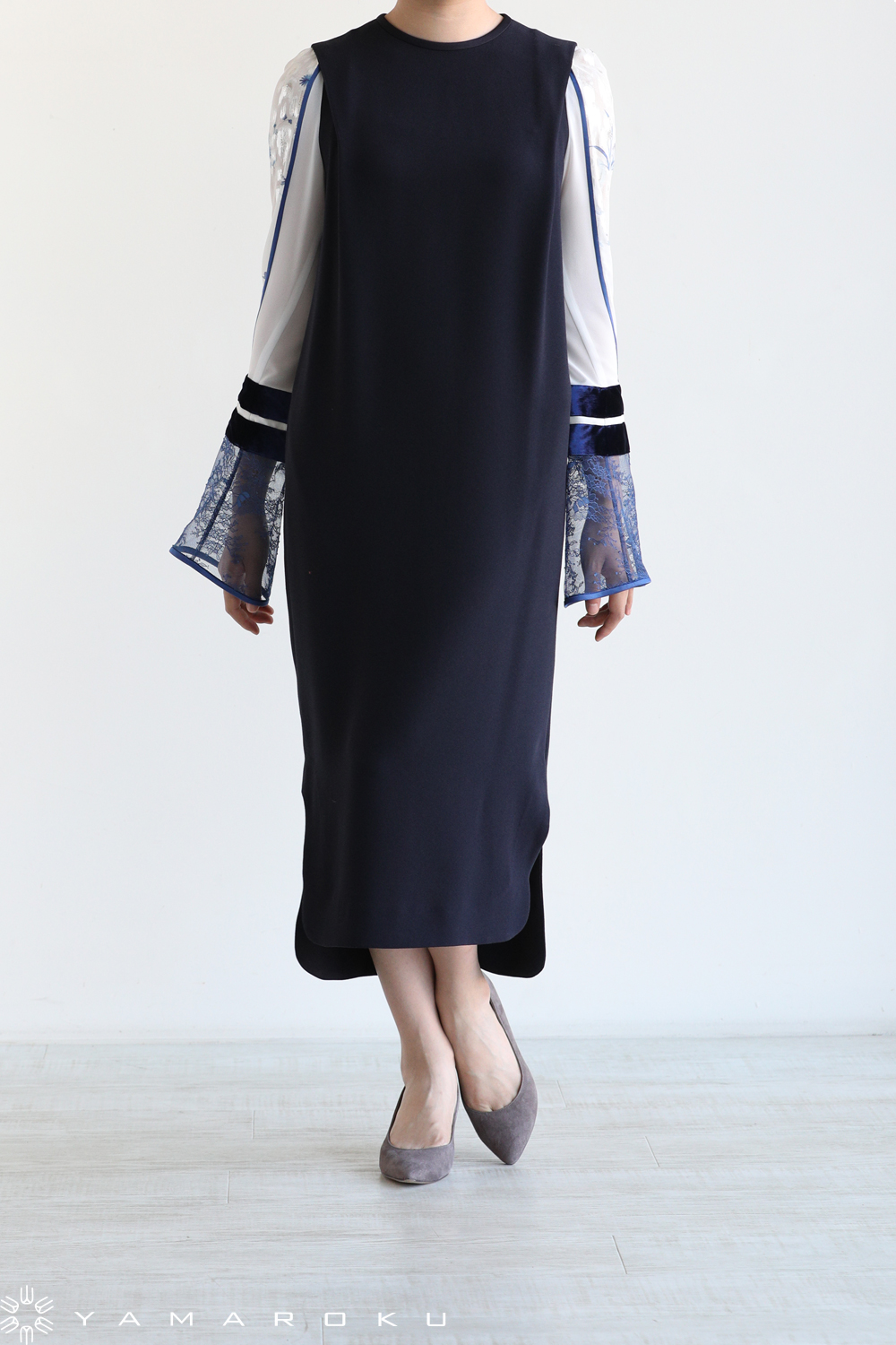 Mame silk lame print sleeve dress