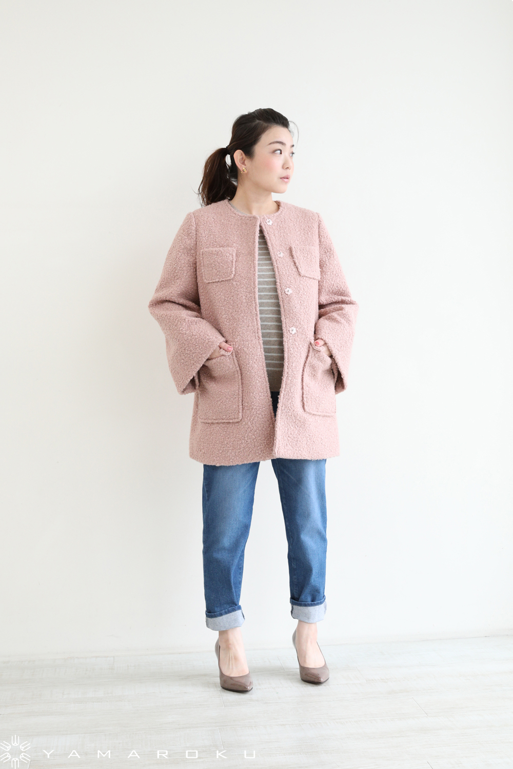 【美品】ボーダーズアットバルコニー　ピンクプードルボアジャケットファッション