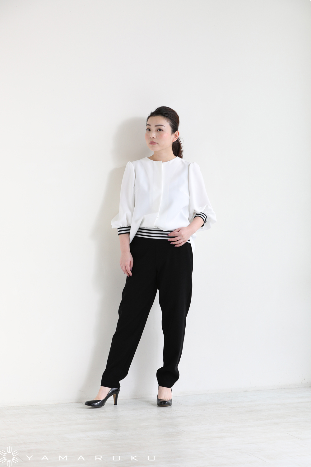 BORDERS at BALCONY(ボーダーズアットバルコニー) BACK RUFFLED TOP