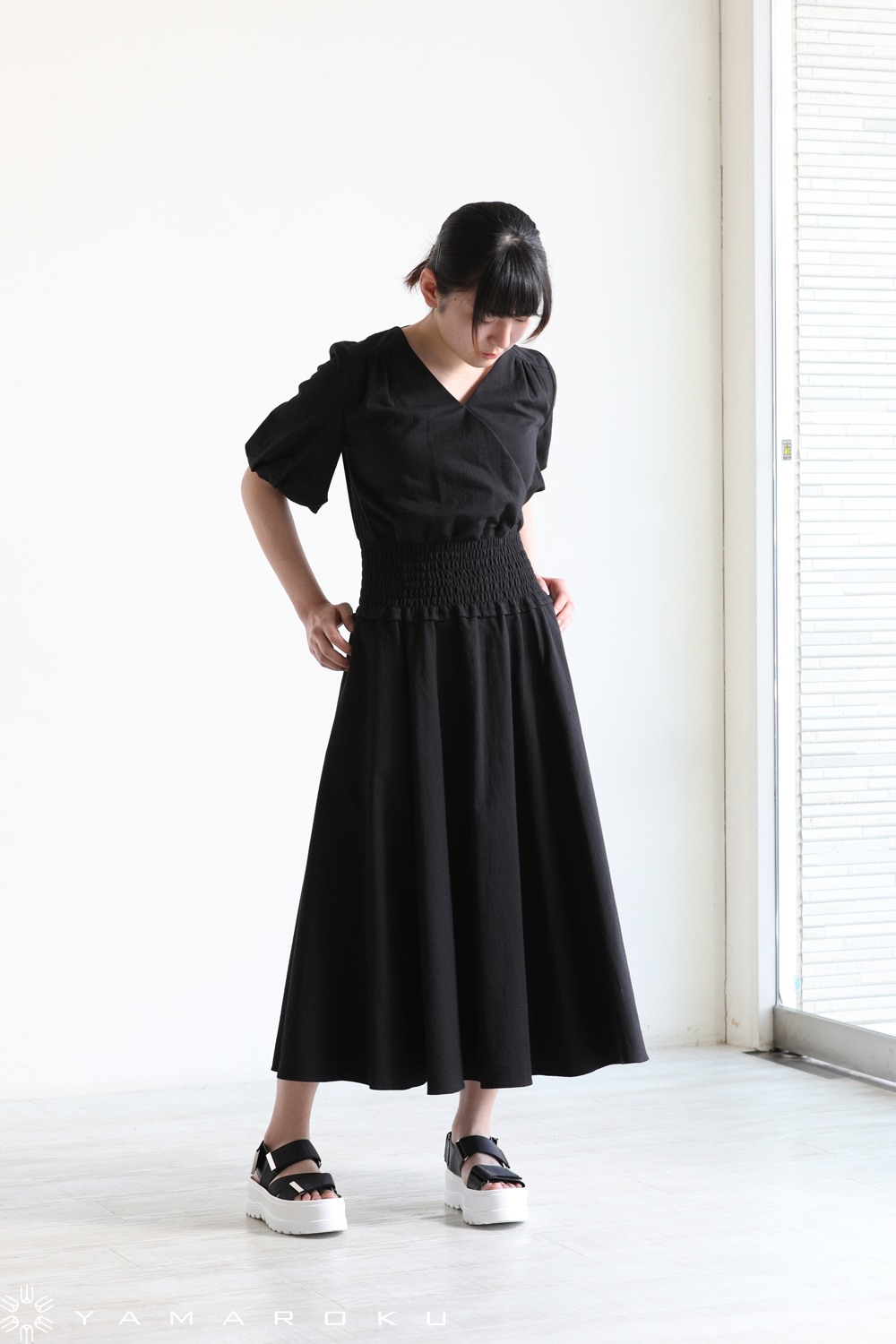 ボーダーズアットバルコニー リゾートシャーリングドレス ブラック 黒 38 M BORDERS at BALCONY(ボーダーズアットバルコニー) RESORT DRESS