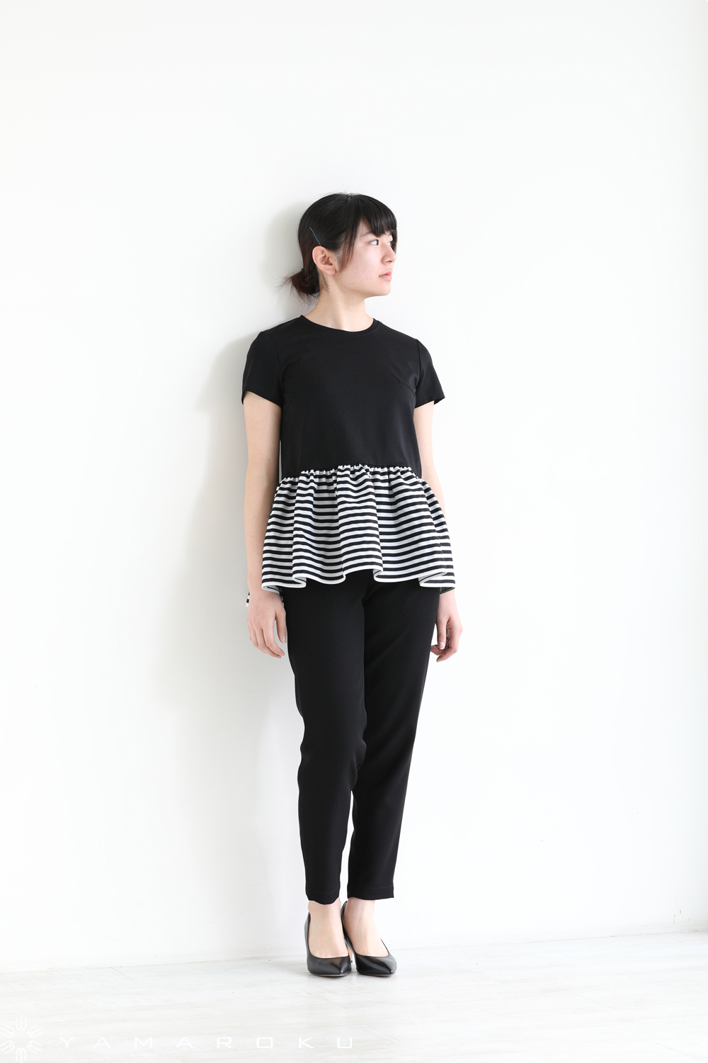 BORDERS at BALCONY半袖ボーダーズアットバルコニーペプラム38 BORDERS at BALCONY(ボーダーズアットバルコニー) PEPLUM TEE