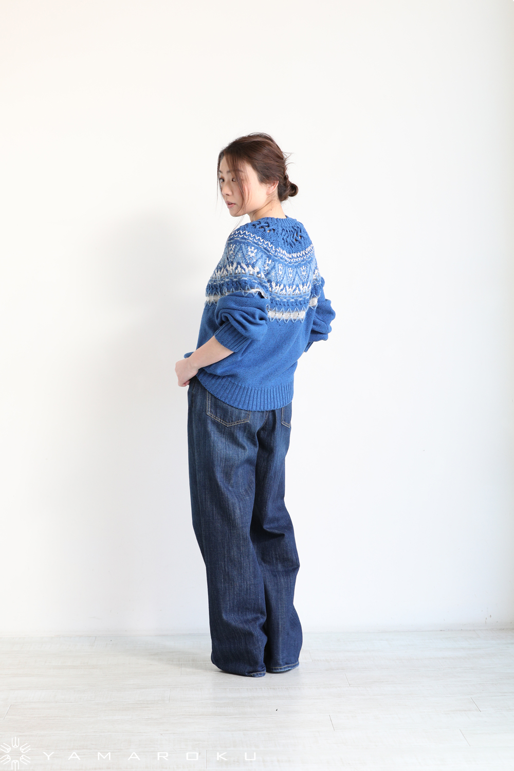 mame Cotton Nordic Knit Cardigan