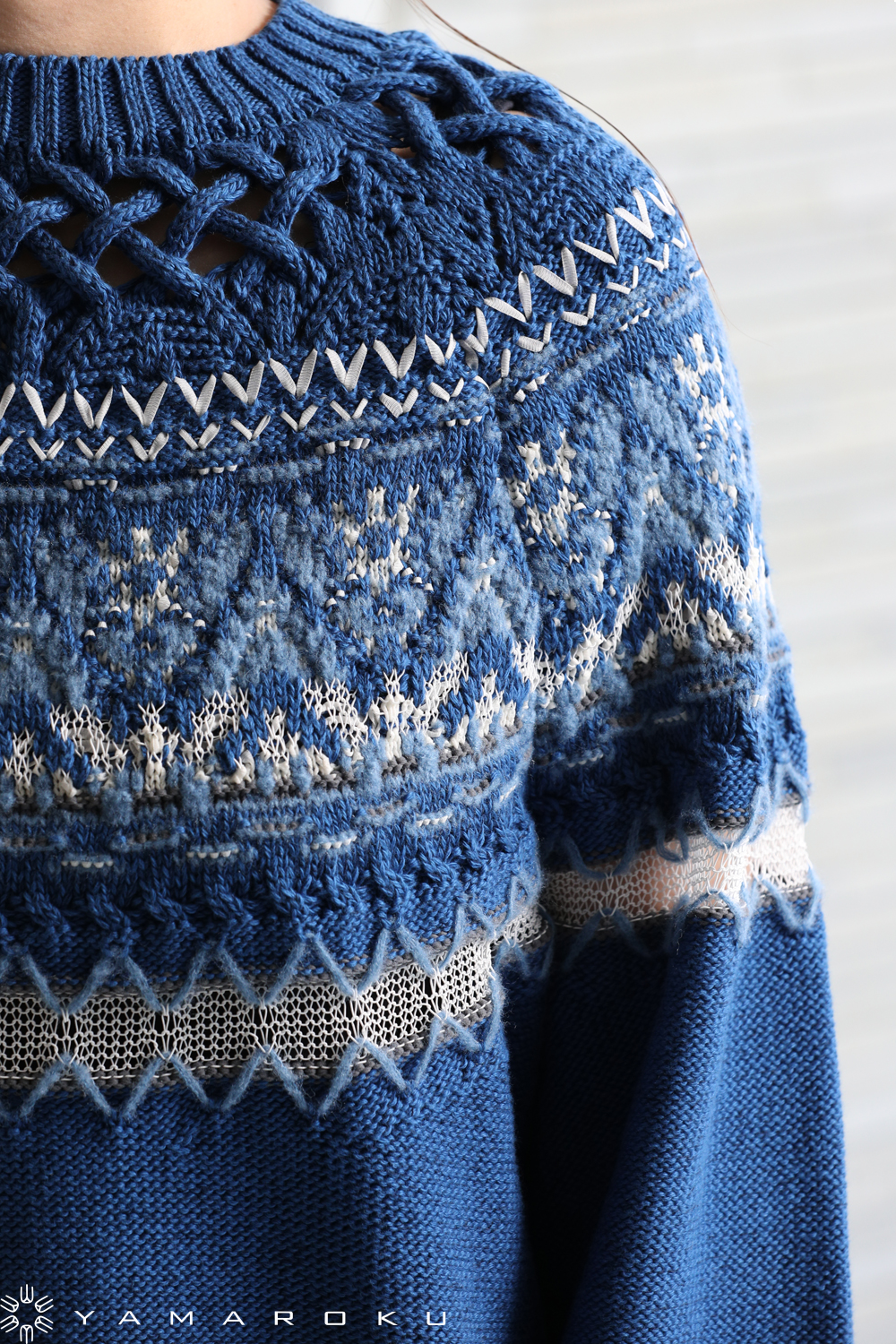 21ss】Cotton Nordic Knit Cardigan - blue | www.jarussi.com.br