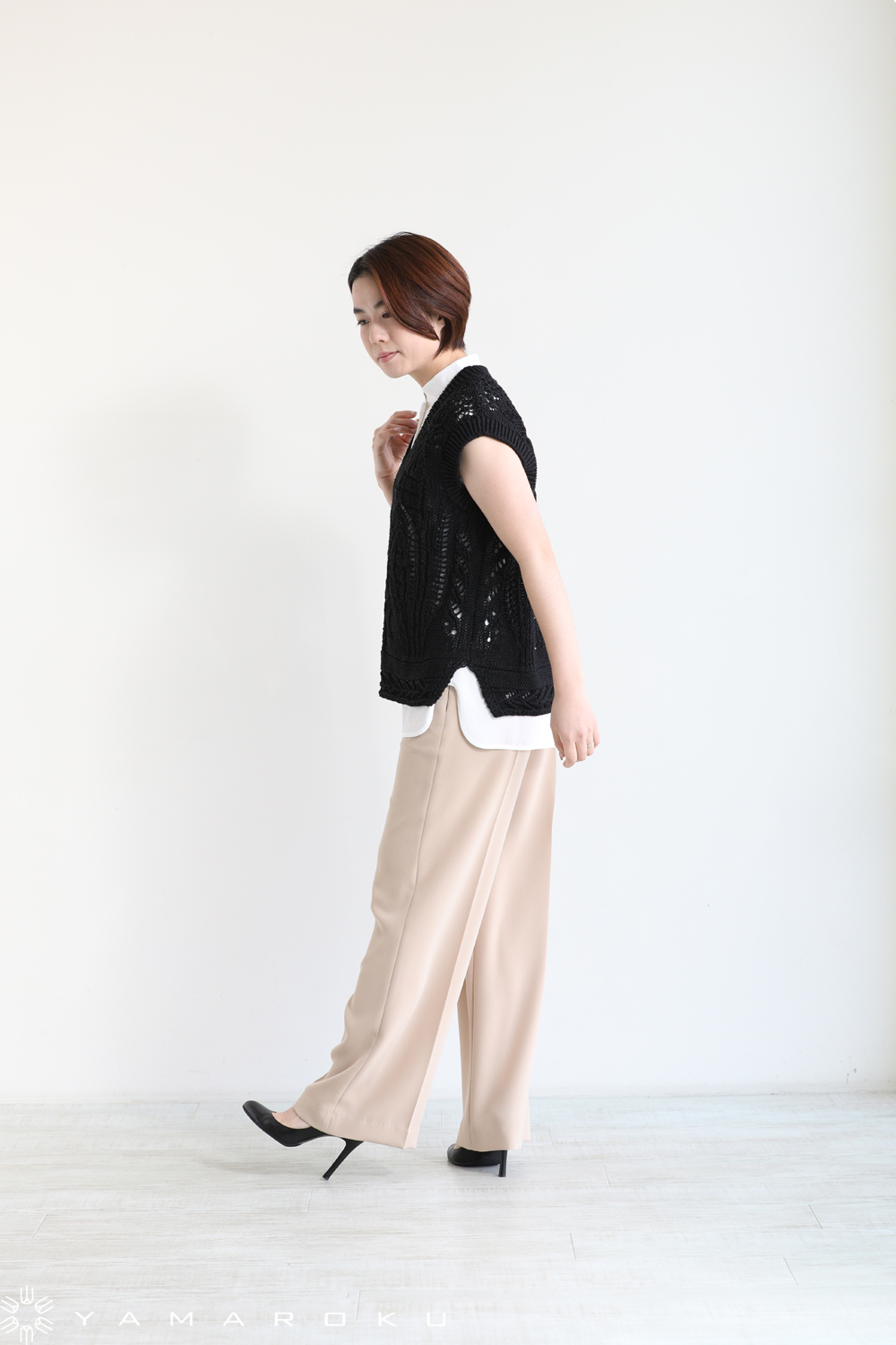 Mame Kurogouchi(マメ) Curtain Lace Pattern Knitted Pullover、V