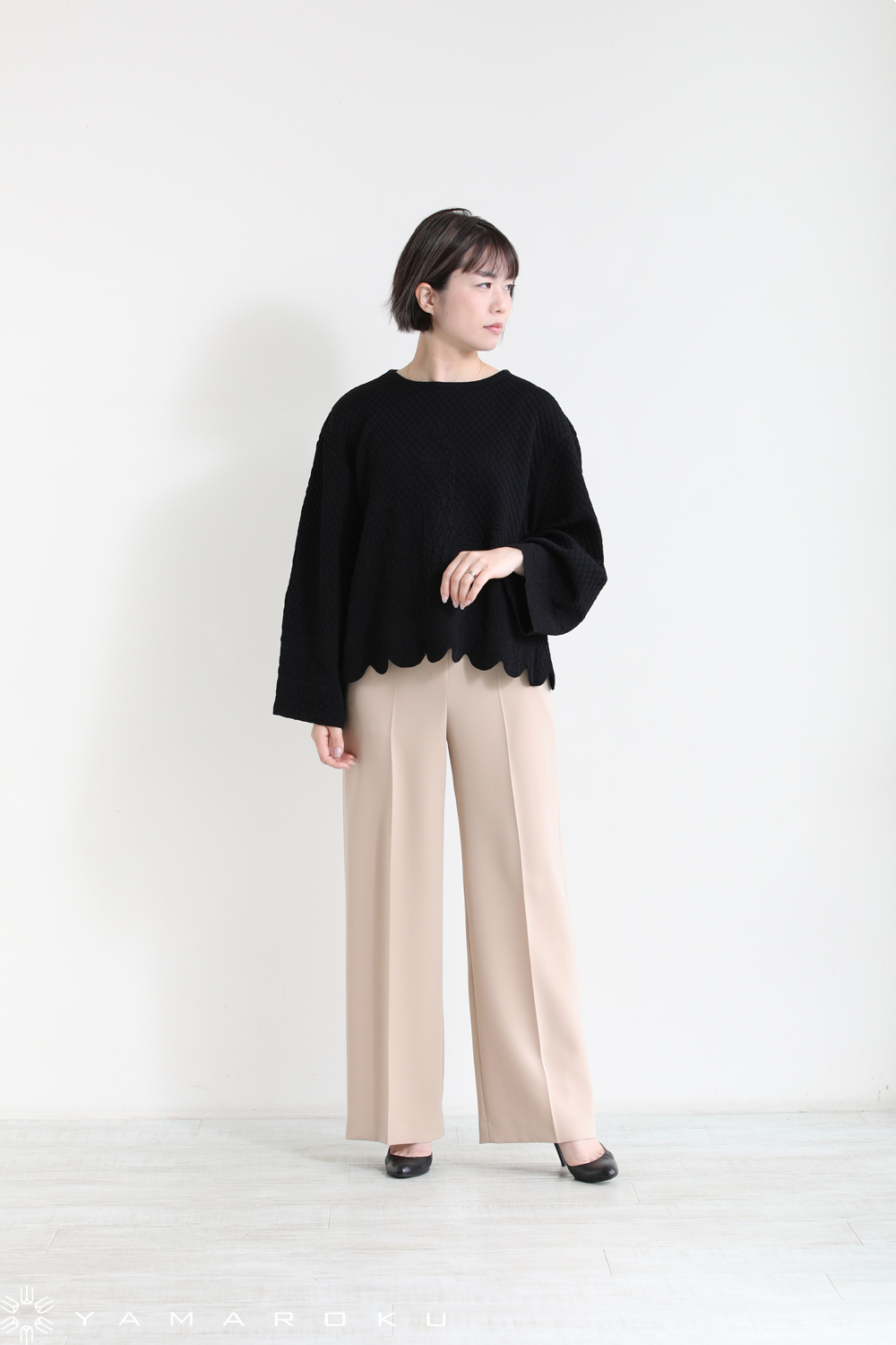 トップス Scallop Cut Knitted Pullover Mame Kurogouchi(マメ) Scallop Cut Knitted Pullover！！ | YAMAROKU