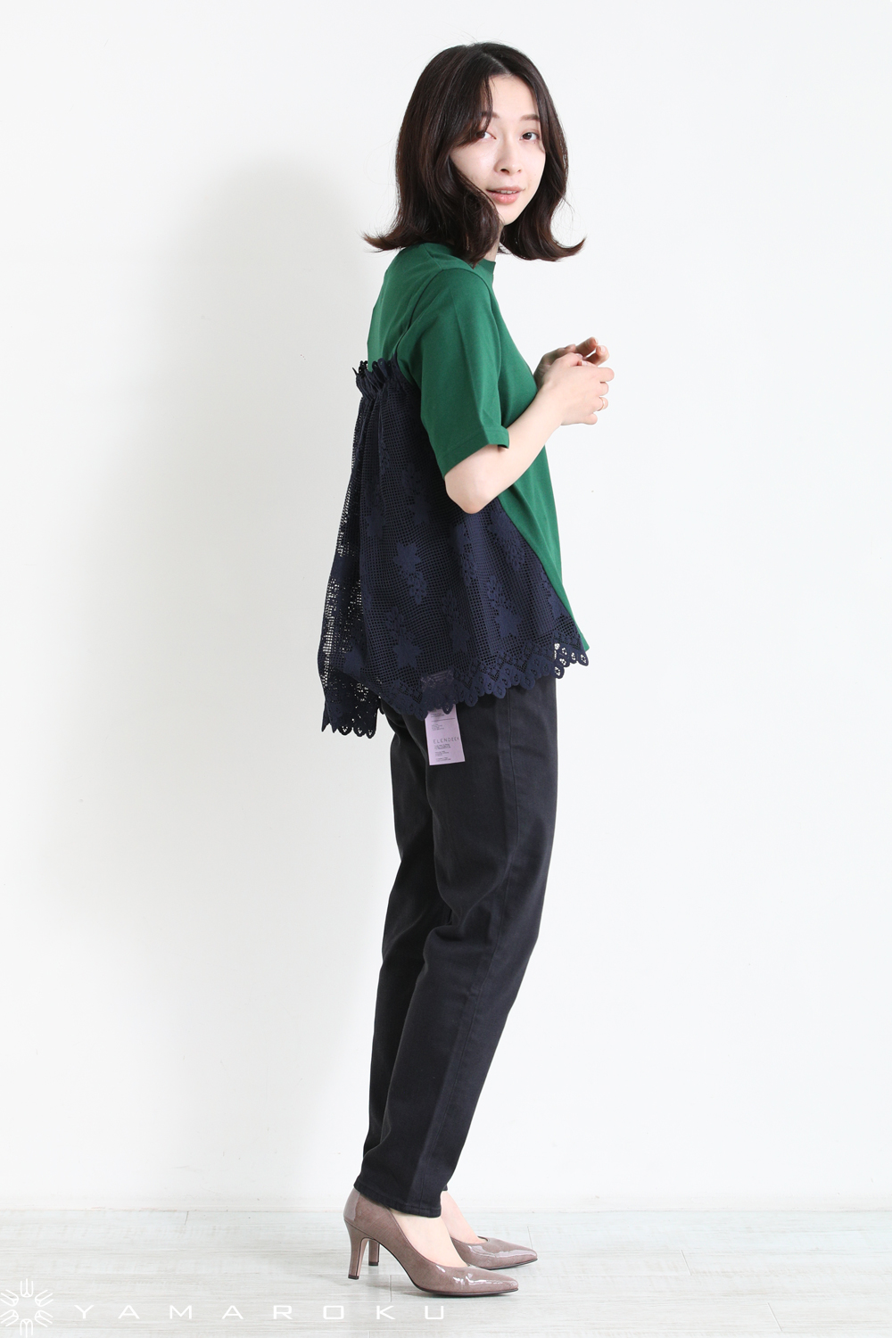 MUVEIL ブドウレースコンビブラウス MUVEIL WORK - MUVEIL(ミュベール) ブドウレースコンビブラウス