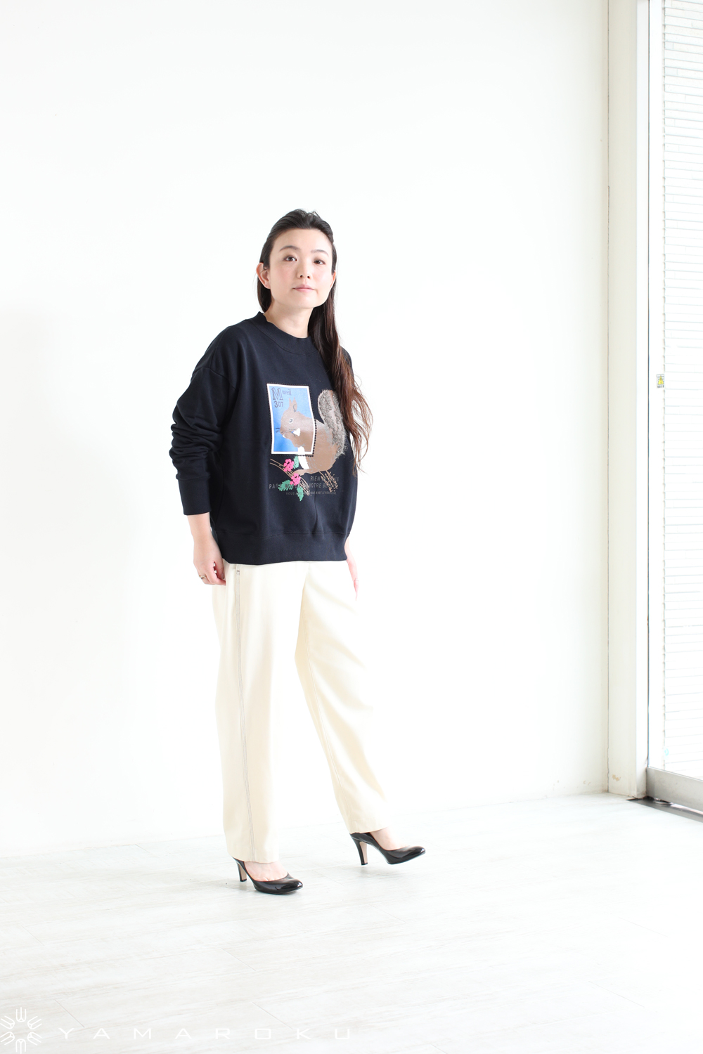 MUVEIL 17SS ドッキング裏毛トップス  ミュベール MUVEIL(ミュベール) リスモチーフ裏毛トップス！！ | YAMAROKU New Arrival