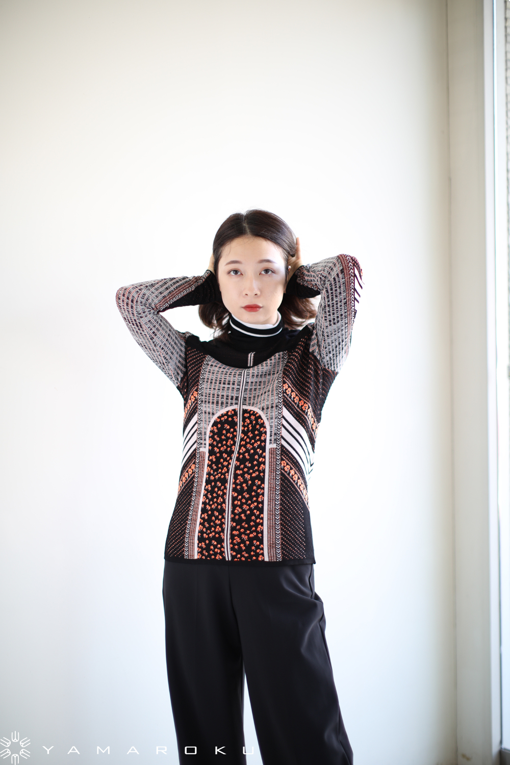 Mame Kurogouchi(マメ) Osmanthus Motif Jacquard Knitted Pullover