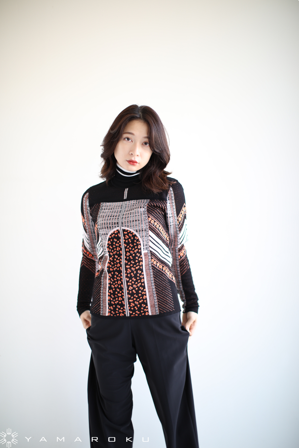 Mame Kurogouchi(マメ) Osmanthus Motif Jacquard Knitted Pullover