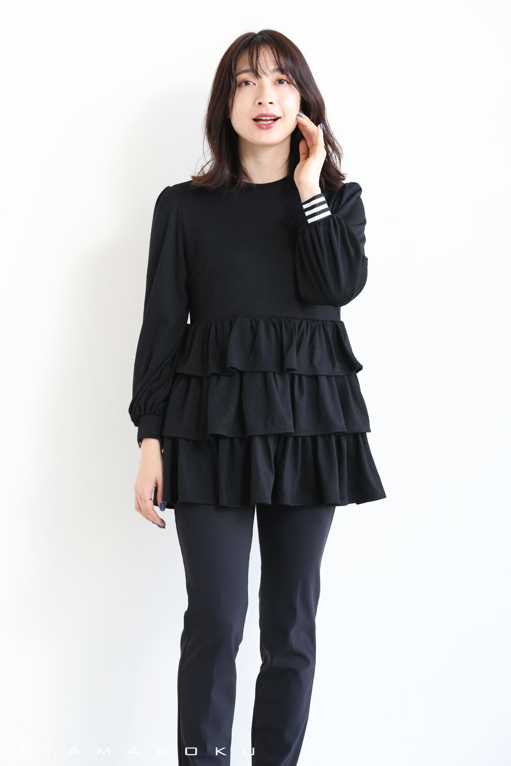 BORDERS at BALCONY(ボーダーズアットバルコニー) WEEKEND TIERED TOP、GATHERED SKIRT