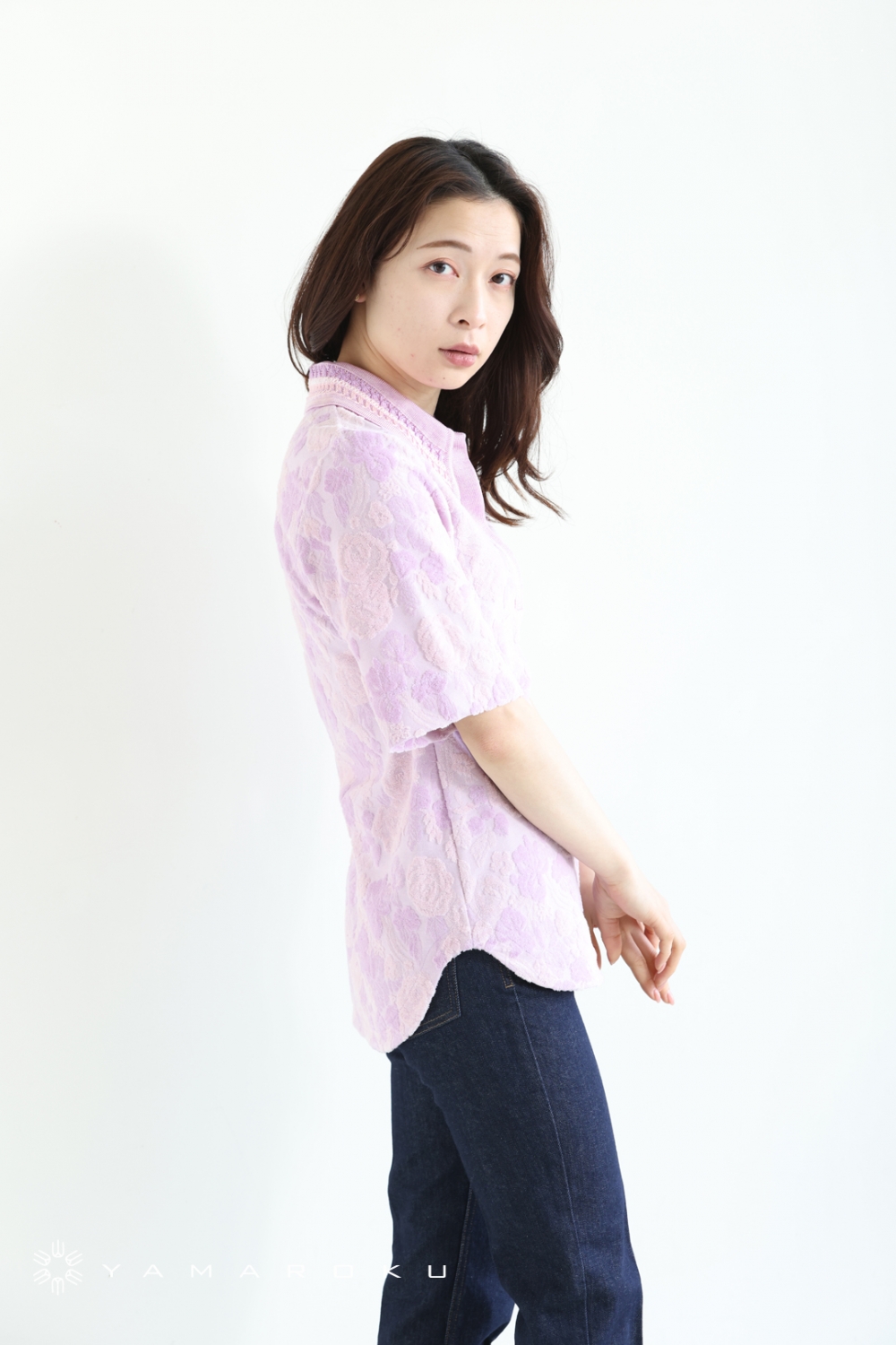 Mame Kurogouchi(マメ) Flowered Velour Jacquard Polo Shirt 、Skirt