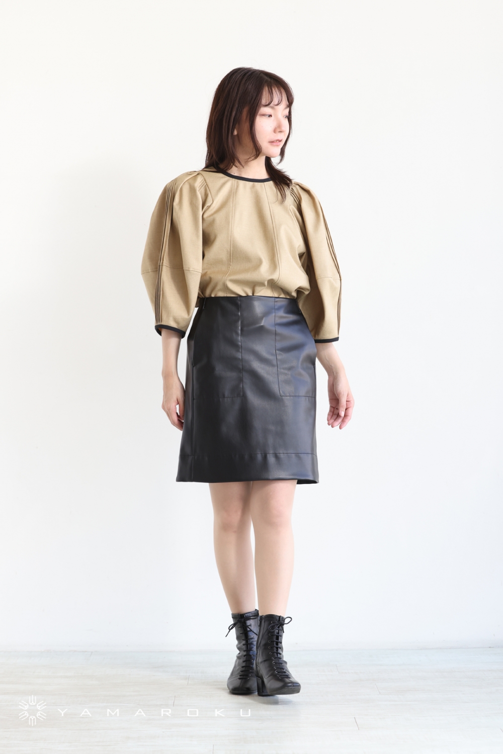 MACPHEE(マカフィ) コットングログラン ビッグカラーブラウス