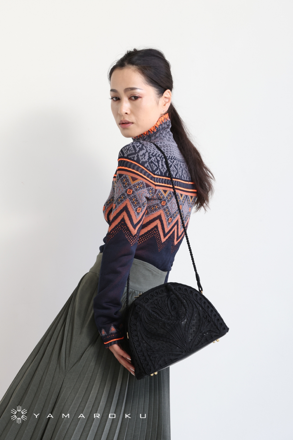 Mame Kurogouchi(マメ) Cording Embroidery Demi Lune Handbag Mame Kurogouchi(マメ) Cording Embroidery Demi Lune Handbag