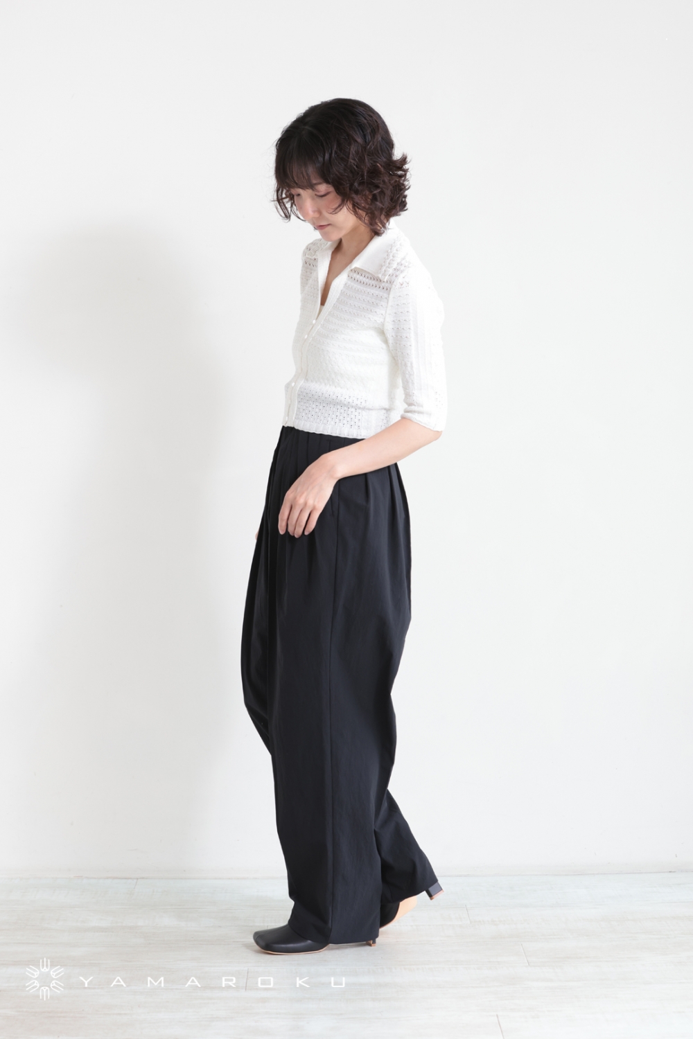 マメ mame メッシュ 肌見せ レースジャガードきりかえTOP Mame Kurogouchi(マメ) Lace Knitted Top！！ | YAMAROKU New