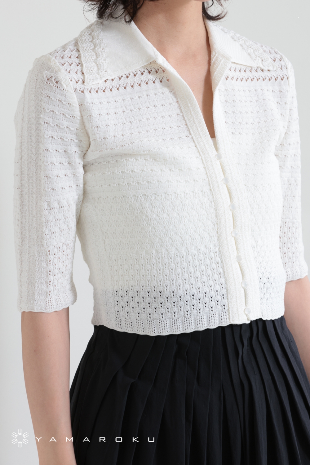 Mame Kurogouchi Lace Knitted Top - white