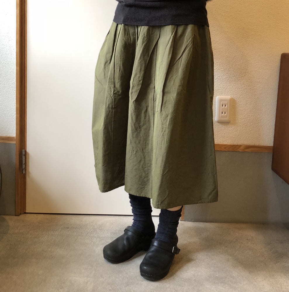 ヤンマ産業 会津木綿 キュロットパンツ ロング丈 ともえ縞｜服