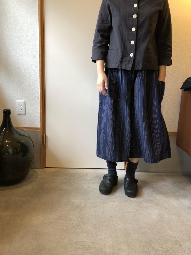 ヤンマ産業 キュロットパンツ 定番 ネイビー 会津木綿キュロット(股上+