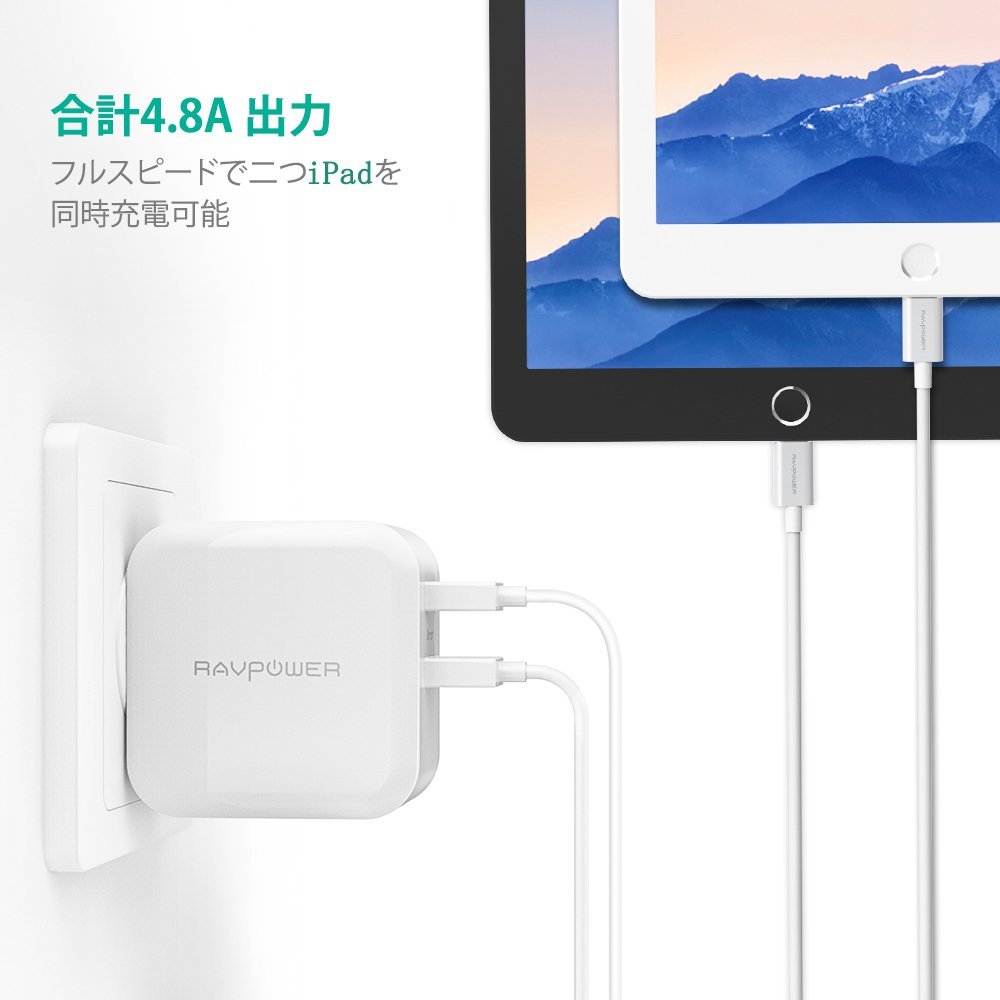 USB½¼ÅÅ´ï RAVPower 24W 2¥Ý¡¼¥È iPhone iPad ¥¹¥Þ¥Û ¥¿¥Ö¥ì¥Ã¥È ¥â¥Ð¥¤¥ë¥Ð¥Ã¥Æ¥ê¡¼ ÅùÂбþ AC¥¢¥À¥×¥¿µÞ®½¼ÅÅ ¥Á¥ã¡¼¥¸¥ã¡¼