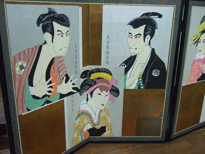 笑撃大首浮世絵屏風左