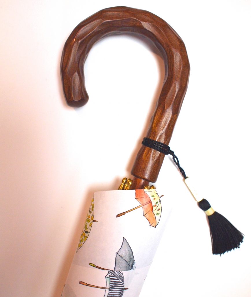 希少‼︎イイダ傘店アニマル木彫り持ち手折りたたみ傘 - 傘