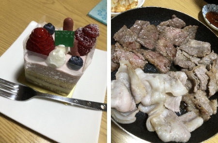 ケーキと肉