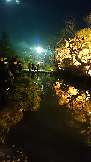 池と月
