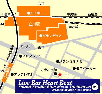Map 立川 Live Bar Heart Beat