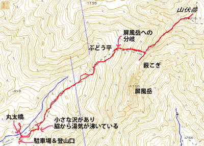 山伏岳 矢地ノ沢登山口ログ