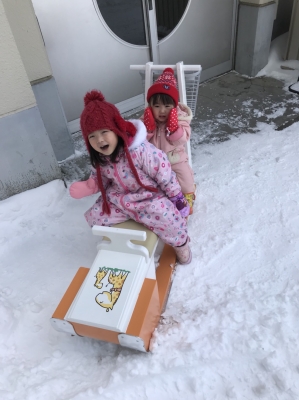 ☆～” 北国の雪を楽しもう！” 木製，お子様用二人乗り、ソリ（お買い物 