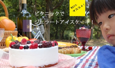 ピクニックでジェラートアイスケーキ