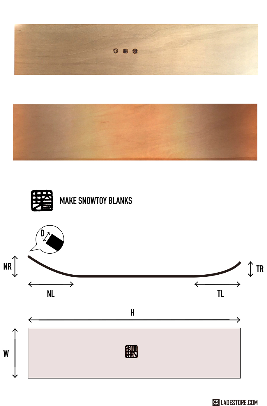 芽育雪板 -MAKE- SNOWTOY Plywood Blanks ] 芽育の雪板ブランクス入荷