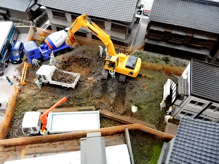 Nゲージジオラマ自宅新レイアウト製作記】 工事現場 ジオラマ ザ・建機
