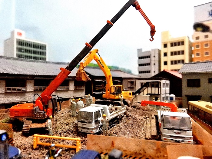 Nゲージジオラマ自宅新レイアウト製作記】 工事現場 ジオラマ ザ・建機