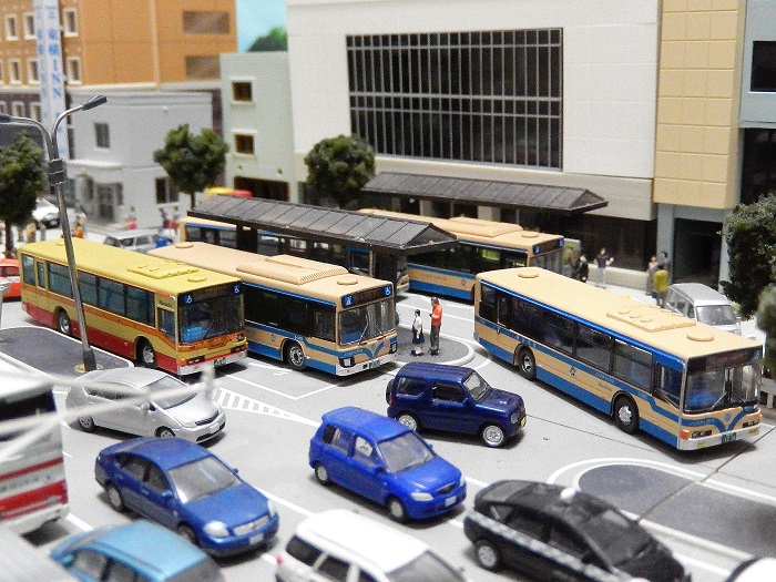 山陽バス　清水ヶ丘　バス模型　バス停　バスターミナル　車庫ジオラマ 調整中) 山陽バス 清水ヶ丘 バス模型 バス停 バスターミナル