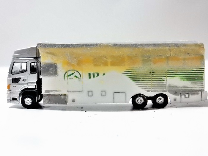 ミニカー改造 自作品 日野プロフィア 4軸 50m級消防はしご車 トミカ