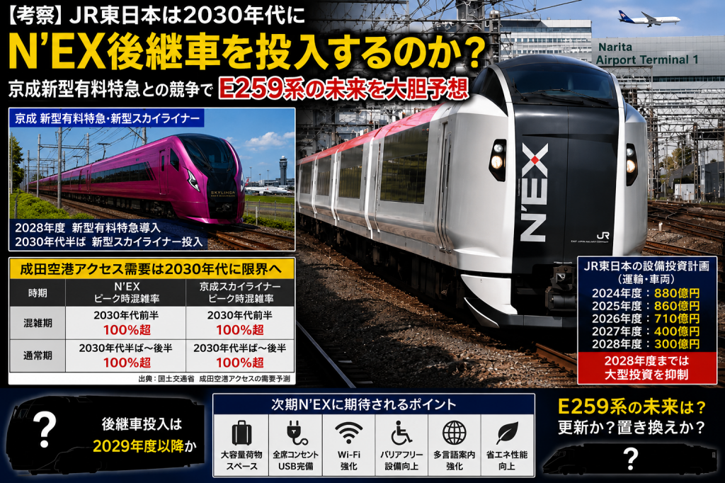 考察】JR東日本は2030年代にN'EX後継車を投入するのか？京成新型有料