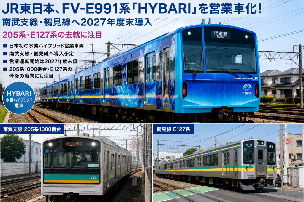速報】JR東日本、FV-E991系「HYBARI」を営業車化！南武支線・鶴見線へ