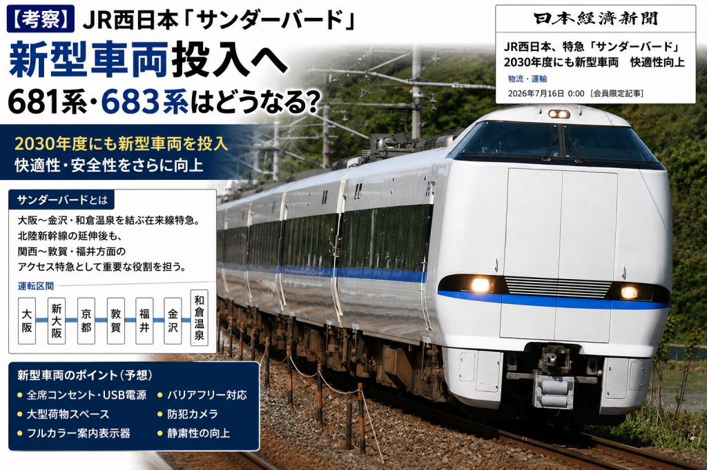 考察】JR西日本「サンダーバード」新型車両投入へ──681系・683系は