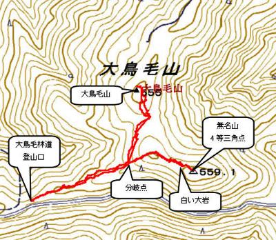 大鳥毛山ルート図
