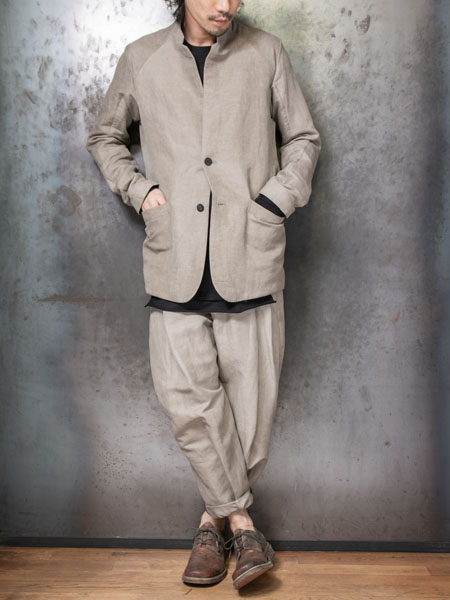 DEVOA Jacket cotton ramie canapa cold dyed /TACTICAL BEIGE 