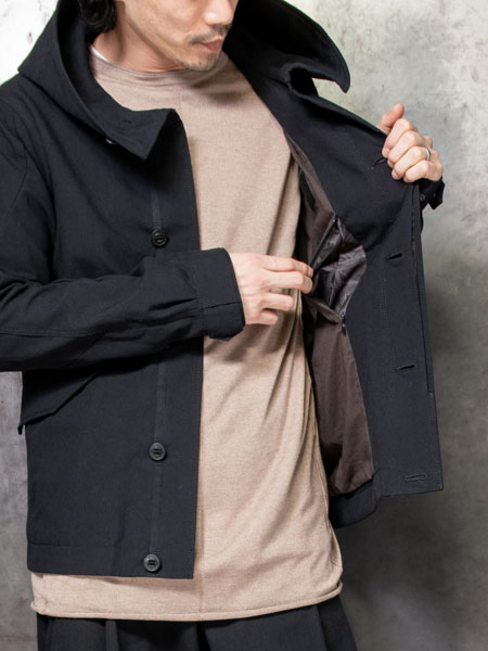 DEVOA Hooded jacket cotton nylon /BLACK | ☆VEKTOR BLOG
