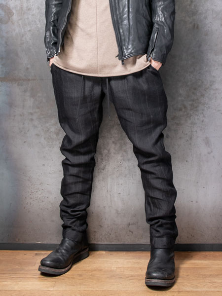 DEVOA Slim pants Ramie stripe /BLACK STRIPE | ☆VEKTOR BLOG