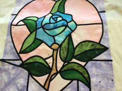 ハワイアンキルト バッグ ステンドグラス バラ♡ 沖縄ハワイアンキルト