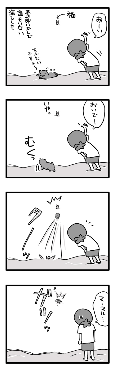 海 犬 千葉 チワワ ポメ 小犬 じゃれる 老人 まんが イラスト