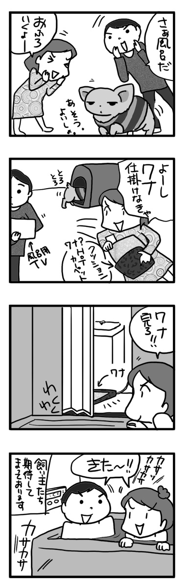 風呂 ワナ ワンコ 犬 チワワ 待つ ホット カーペット まんが 漫画 マンガ