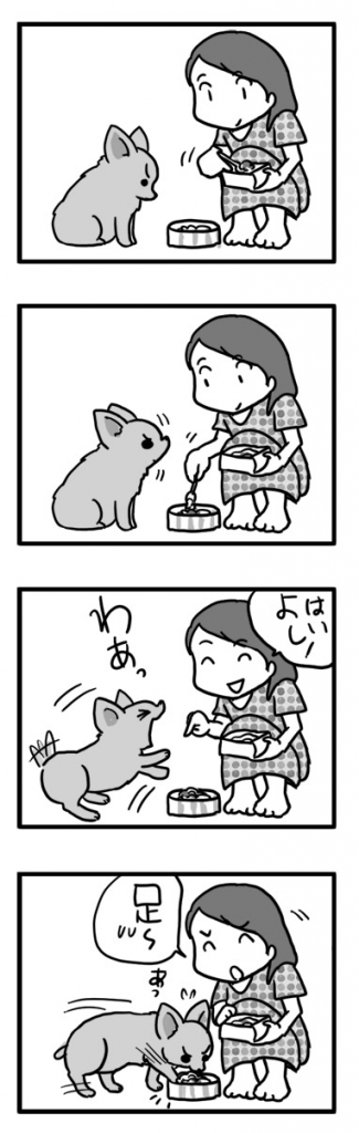 皿 犬 ゴハン ご飯 足 興奮 嬉 テンション 漫画 マンガ まんが