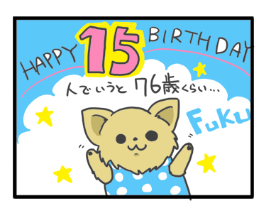 チワワ 老犬 福 ガウリン 吠 誕生日 バースデー 骨 ラム 羊 爺 老 ワン 犬 まんが 漫画 マンガ