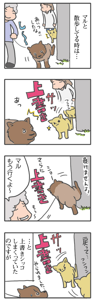 犬 散歩 上書 うわがき おしっこ シッコ マウント 心臓病 保護犬 老犬 チワワ 多頭 治療 イラスト 絵 まんが 漫画 マンガ