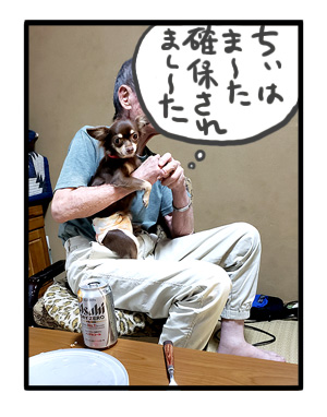 犬 家族 集合 初 対面 唐揚 骨 会合 ワンコ 癌 ガン 分子標的薬 抗がん剤 老犬 老人 高齢 爺 心臓 保護犬 チワワ 手術 元保護犬 イラスト 絵 まんが 漫画 マンガ