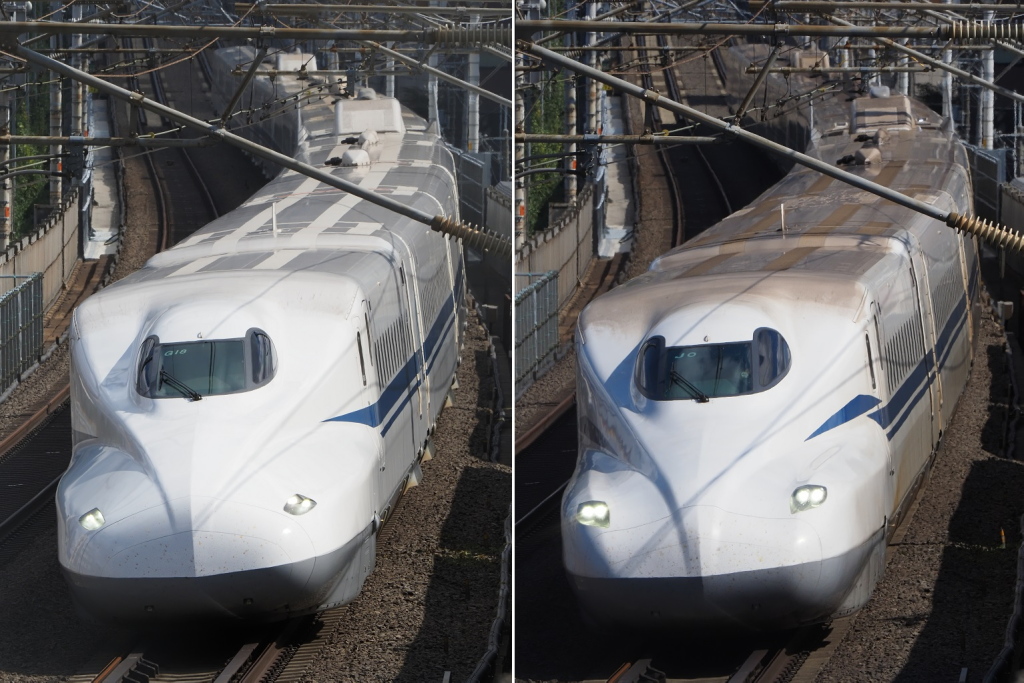 No.1268 N700S J編成(営業車、確認試験車) N700A G編成 定点比較 No.1268 N700S J編成(営業車、確認試験車) N700A G編成 定点比較